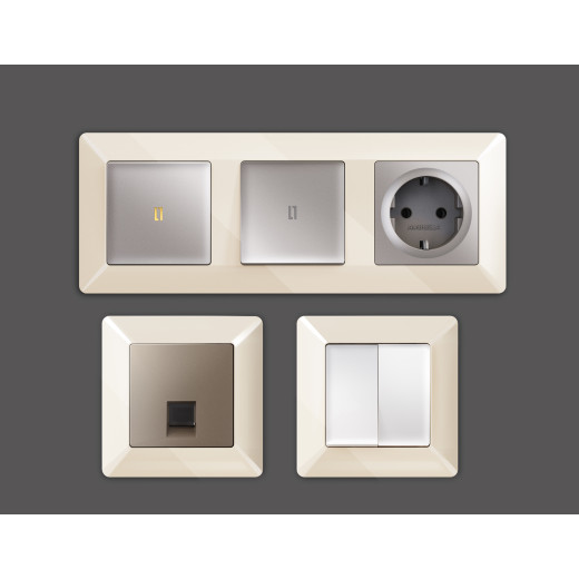 AF110303 Рамка ALFA Line (Бежевый глянец) 3-ая