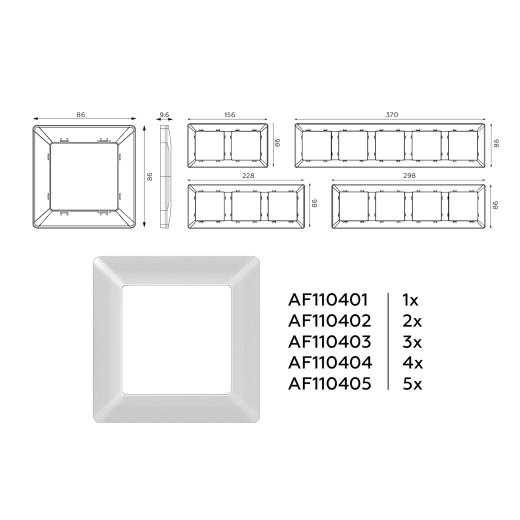 AF110404 Рамка ALFA Line (Серебро глянец) 4-ая