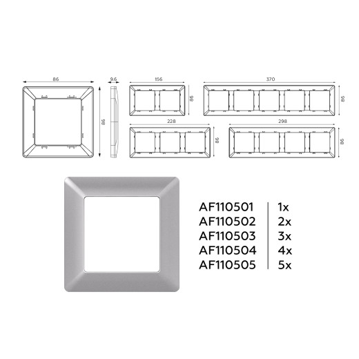 AF110505 Рамка ALFA Line (Сталь матовый) 5-ая