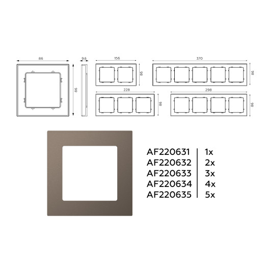 AF220631 Рамка ALFA Techno (Темная бронза матовый) 1-ая