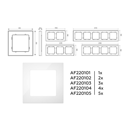 AF220101 Рамка ALFA Techno (Белый глянец) 1-ая