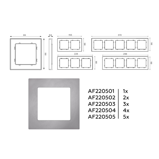 AF220502 Рамка ALFA Techno (Сталь матовый) 2-ая