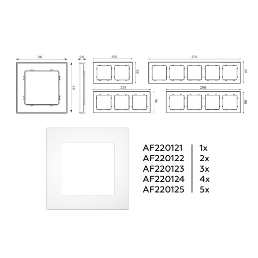 AF220122 Рамка ALFA Techno (Белый матовый) 2-ая