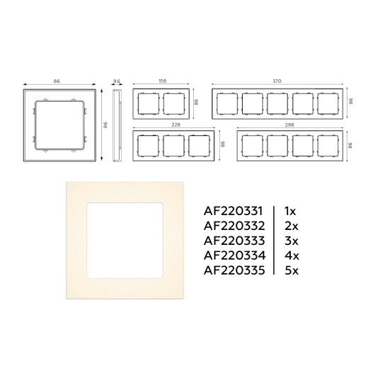 AF220333 Рамка ALFA Techno (Бежевый матовый) 3-ая