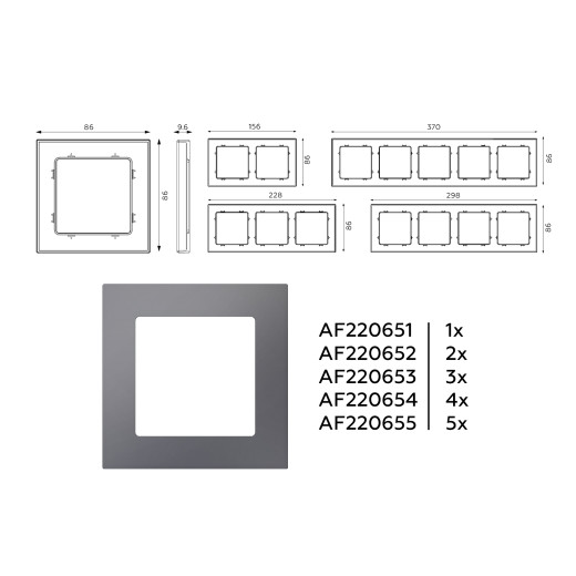 AF220654 Рамка ALFA Techno (Антрацит серый) 4-ая