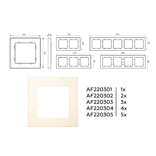 AF220305 Рамка ALFA Techno (Бежевый глянец) 5-ая
