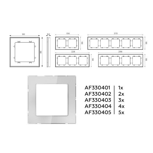 AF330401 Рамка ALFA Platos (Серебро Стекло органическое) 1-ая