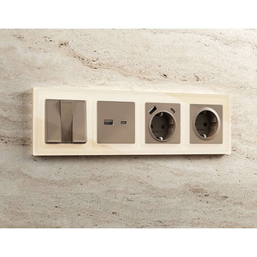 AF330301 Рамка ALFA Platos (Бежевый Стекло органическое) 1-ая