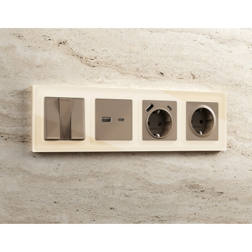 AF330304 Рамка ALFA Platos (Бежевый Стекло органическое) 4-ая