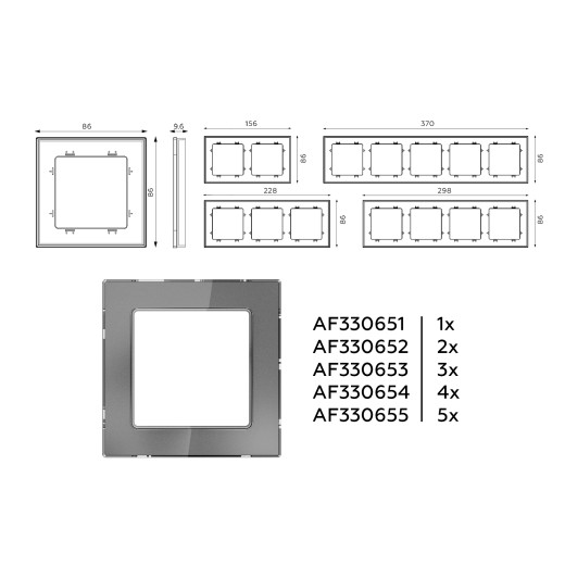 AF330654 Рамка ALFA Platos (Антрацит серый Стекло органическое) 4-ая