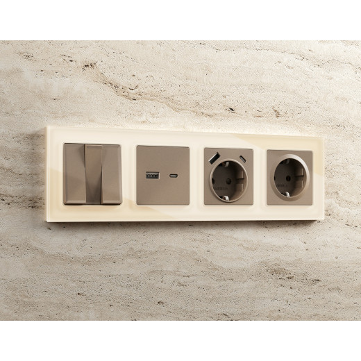 AF330305 Рамка ALFA Platos (Бежевый Стекло органическое) 5-ая