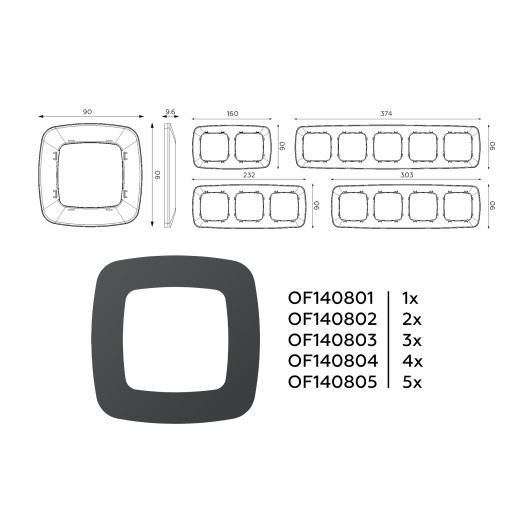OF140801 Рамка OMEGA Ecta (Графит Мягкое касание) 1-ая