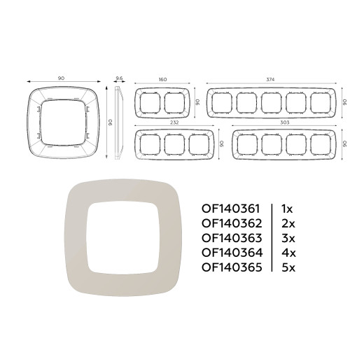 OF140364 Рамка OMEGA Ecta (Серо-бежевый матовый) 4-ая