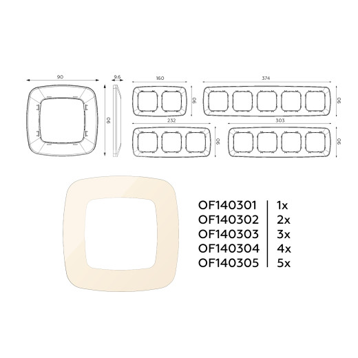 OF140304 Рамка OMEGA Ecta (Бежевый глянец) 4-ая
