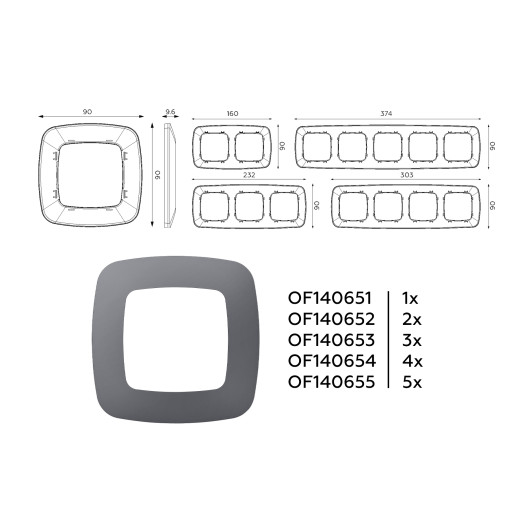 OF140654 Рамка OMEGA Ecta (Антрацит серый) 4-ая
