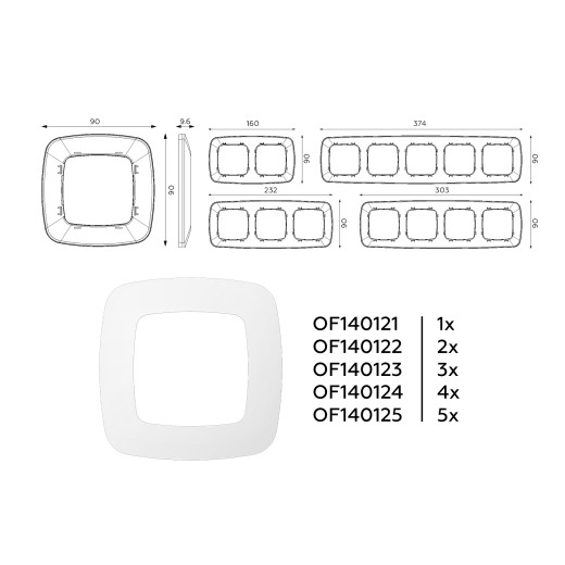 OF140125 Рамка OMEGA Ecta (Белый матовый) 5-ая