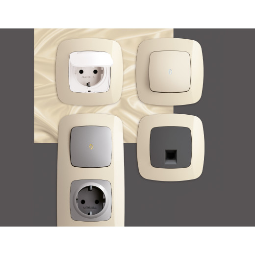 OF140305 Рамка OMEGA Ecta (Бежевый глянец) 5-ая