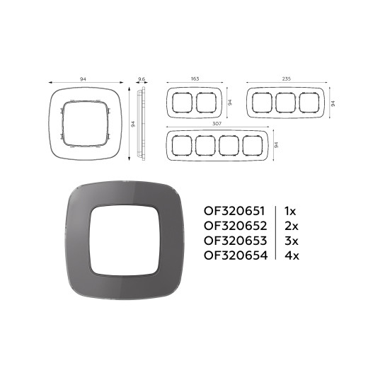 OF320651 Рамка OMEGA Radian (Антрацит серый Стекло органическое) 1-ая