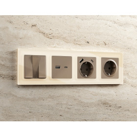 AF380301 Рамка ALFA Platos (Бежевый Стекло закаленное натуральное) 1-ая