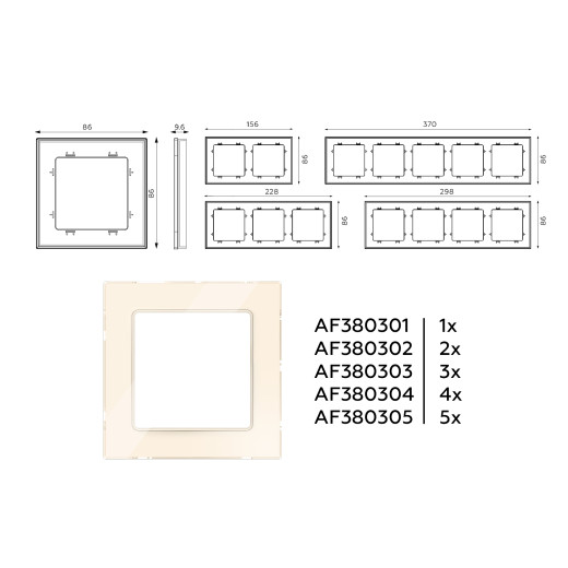 AF380301 Рамка ALFA Platos (Бежевый Стекло закаленное натуральное) 1-ая
