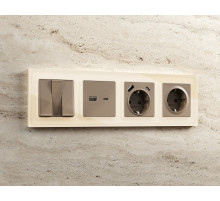 AF380302 Рамка ALFA Platos (Бежевый Стекло закаленное натуральное) 2-ая