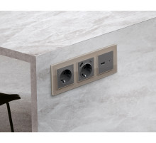 AF380602 Рамка ALFA Platos (Серо-бежевый Стекло закаленное натуральное) 2-ая