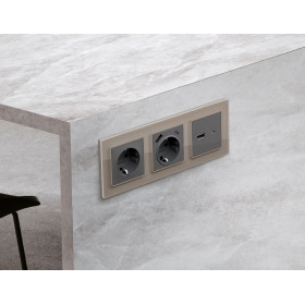 AF380602 Рамка ALFA Platos (Серо-бежевый Стекло закаленное натуральное) 2-ая