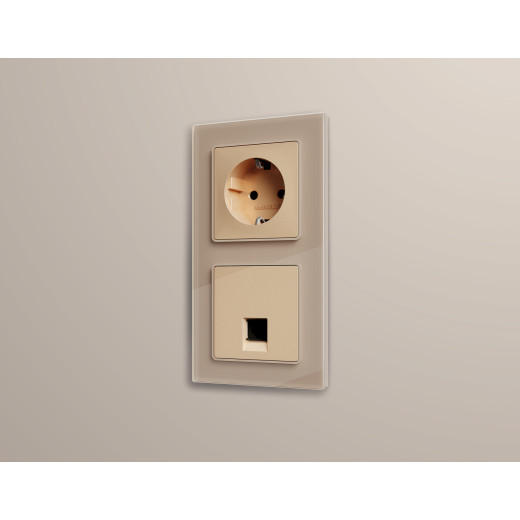 AF380602 Рамка ALFA Platos (Серо-бежевый Стекло закаленное натуральное) 2-ая