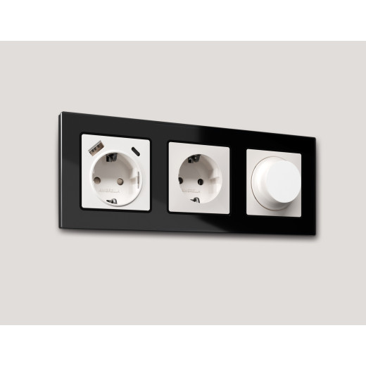 AF380803 Рамка ALFA Platos (Черный Стекло закаленное натуральное) 3-ая