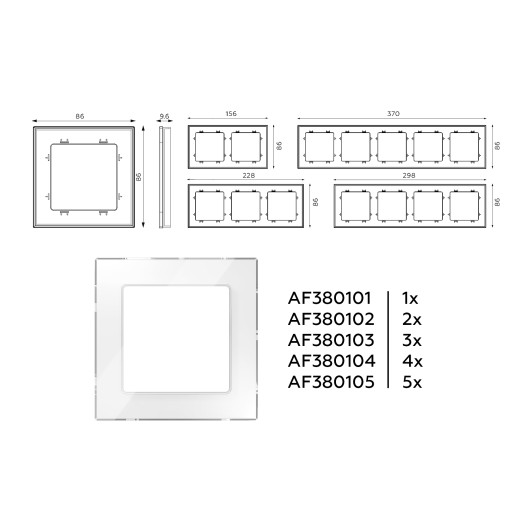 AF380104 Рамка ALFA Platos (Белый Стекло закаленное натуральное) 4-ая