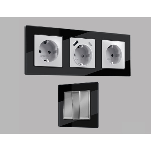 AF380804 Рамка ALFA Platos (Черный Стекло закаленное натуральное) 4-ая