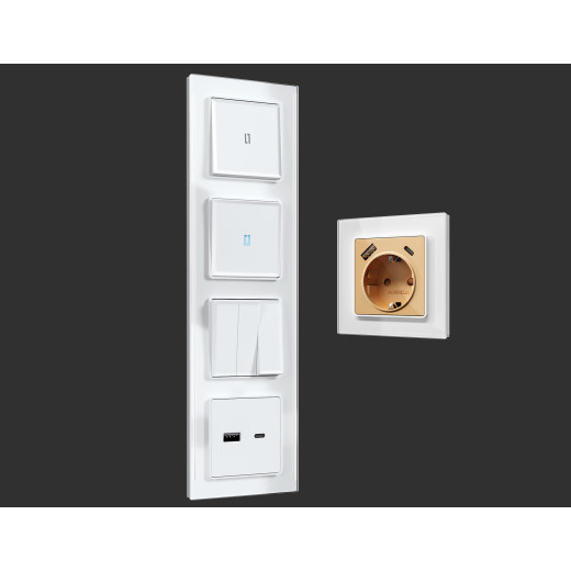 AF380104 Рамка ALFA Platos (Белый Стекло закаленное натуральное) 4-ая