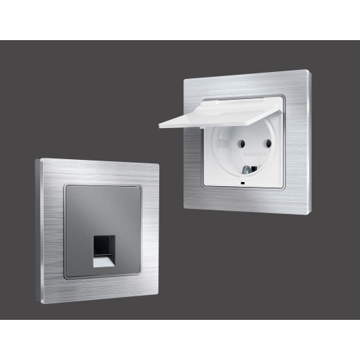 AF550102 Рамка ALFA Platos (Серебро Металл шлифованный) 2-ая