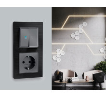 AF550504 Рамка ALFA Platos (Черный Металл шлифованный) 4-ая