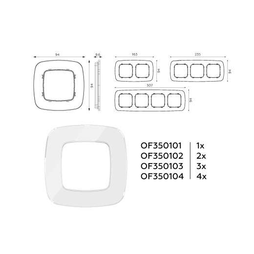 OF350101 Рамка OMEGA Radian (Белый Стекло закаленное натуральное) 1-ая