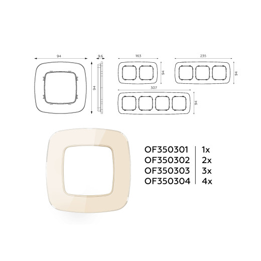 OF350303 Рамка OMEGA Radian (Бежевый Стекло закаленное натуральное) 3-ая