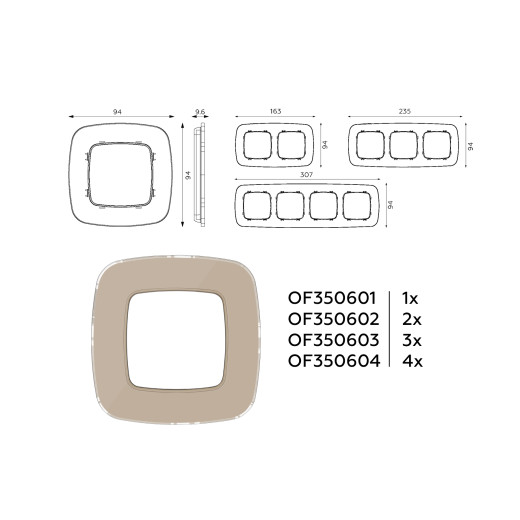 OF350603 Рамка OMEGA Radian (Серо-бежевый Стекло закаленное натуральное) 3-ая