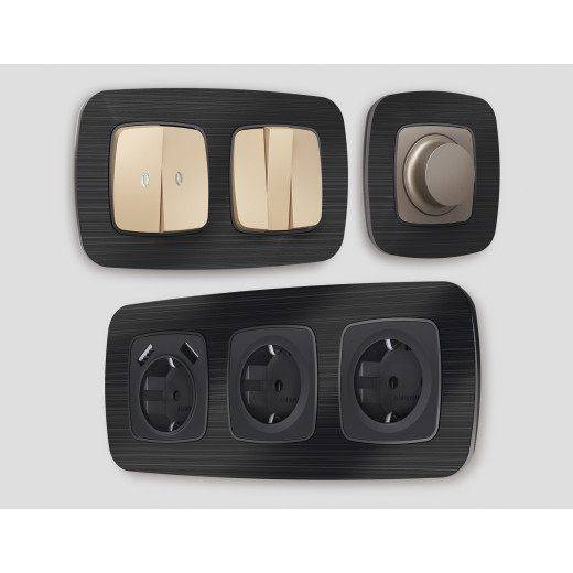 OF580503 Рамка OMEGA Radian (Черный Металл шлифованный) 3-ая