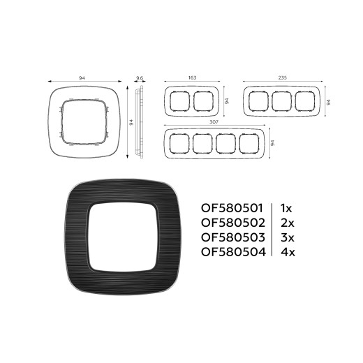 OF580503 Рамка OMEGA Radian (Черный Металл шлифованный) 3-ая