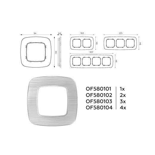 OF580104 Рамка OMEGA Radian (Серебро Металл шлифованный) 4-ая