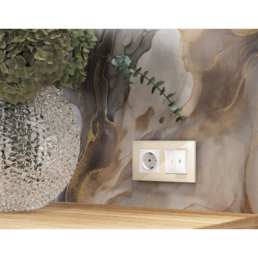 AF250301 Рамка ALFA Qubi (Бежевый глянец) 1-ая