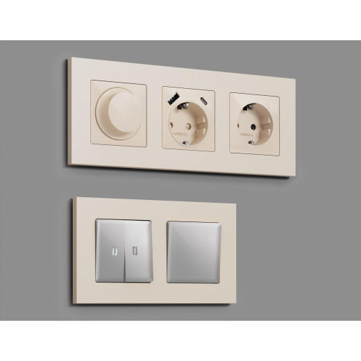 AF250331 Рамка ALFA Qubi (Бежевый матовый) 1-ая