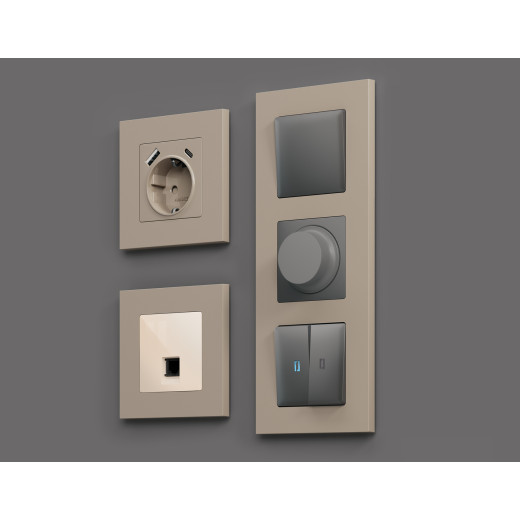 AF250363 Рамка ALFA Qubi (Серо-бежевый матовый) 3-ая