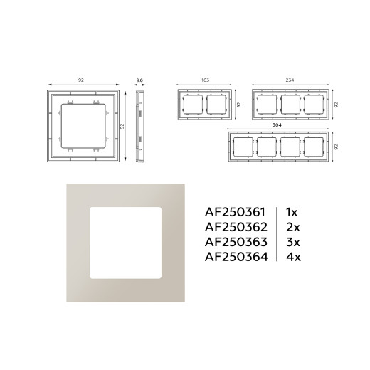 AF250363 Рамка ALFA Qubi (Серо-бежевый матовый) 3-ая