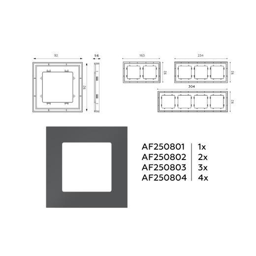 AF250804 Рамка ALFA Qubi (Графит Мягкое касание) 4-ая