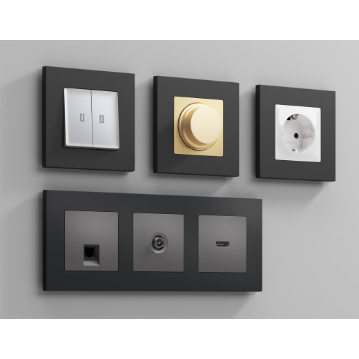 AF250804 Рамка ALFA Qubi (Графит Мягкое касание) 4-ая