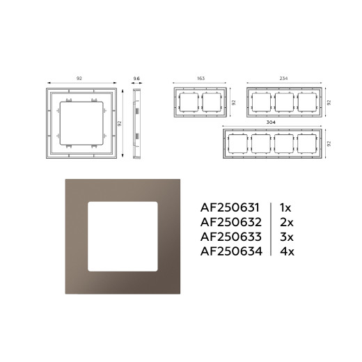 AF250634 Рамка ALFA Qubi (Темная бронза матовый) 4-ая