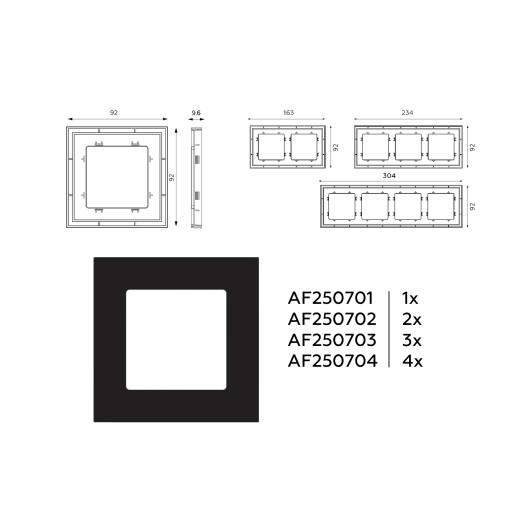 AF250704 Рамка ALFA Qubi (Черный матовый) 4-ая