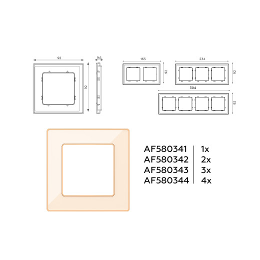 AF580341 Рамка ALFA Arctic (Бежевый Стекло органическое/Шампань) 1-ая