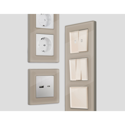 AF580361 Рамка ALFA Arctic (Серо-бежевый Стекло органическое) 1-ая